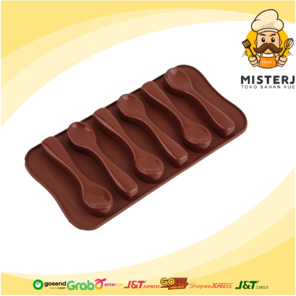 Silicone Spoon | Cetakan Coklat Kue Bentuk Sendok | Cetakan Premium | 6 Lubang