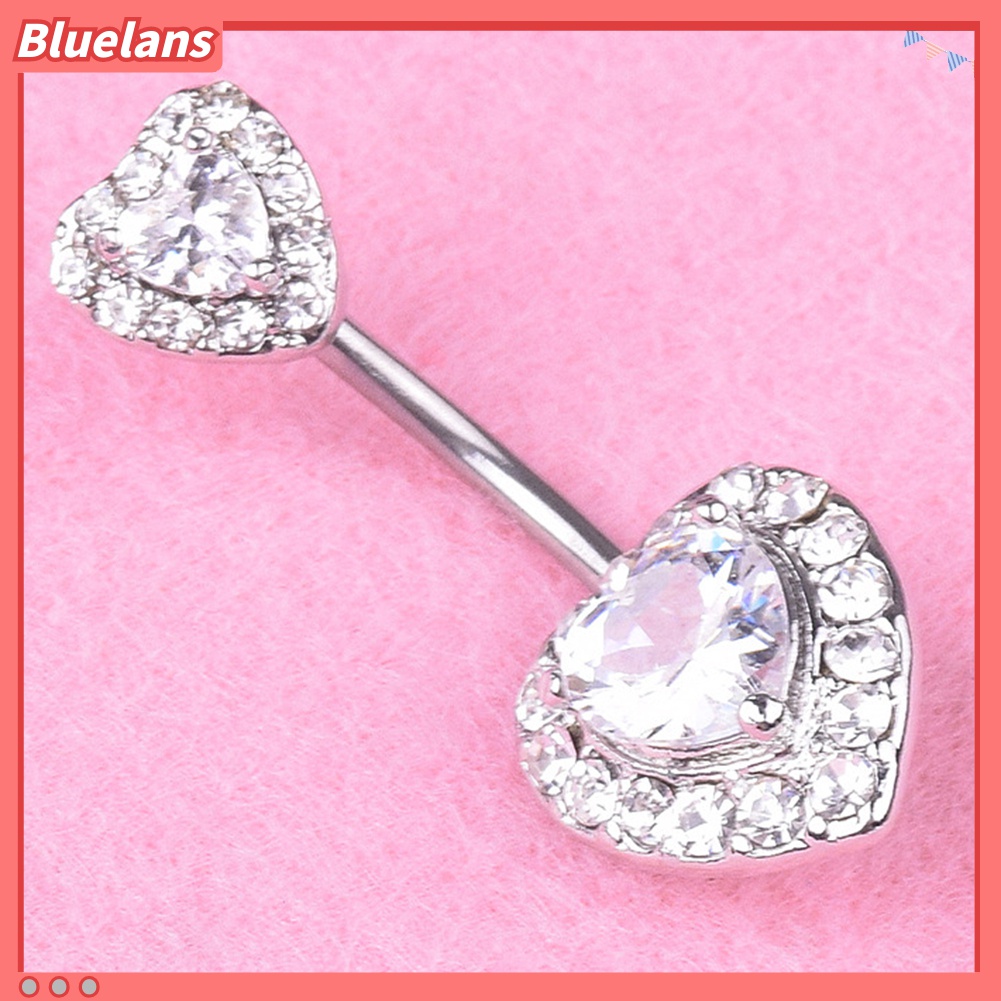 Cincin Tindik Pusar Bentuk Hati Aksen Berlian Imitasi Untuk Wanita