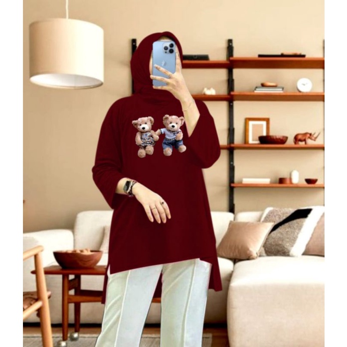 TUNIK HIJAB KARAKTER TEDDY BEAR SIZE L XL XXL