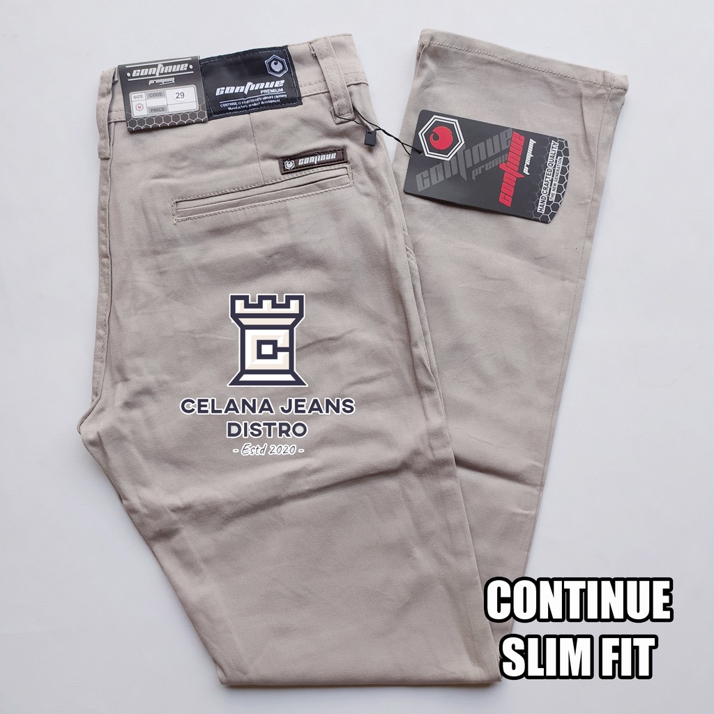 Celana Chino Panjang Cream Pria Distro Continue