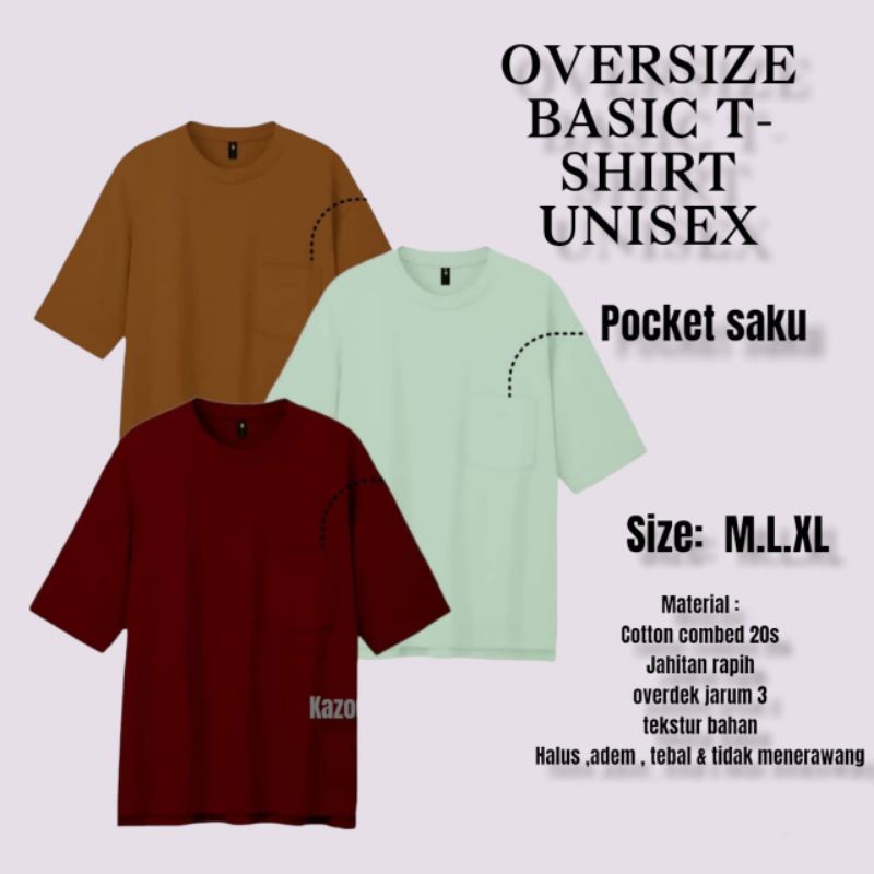 KAOS OVERSIZE POLOS POCKET SAKU/KAOS POLOS OVERSIZE POCKET UNISEX