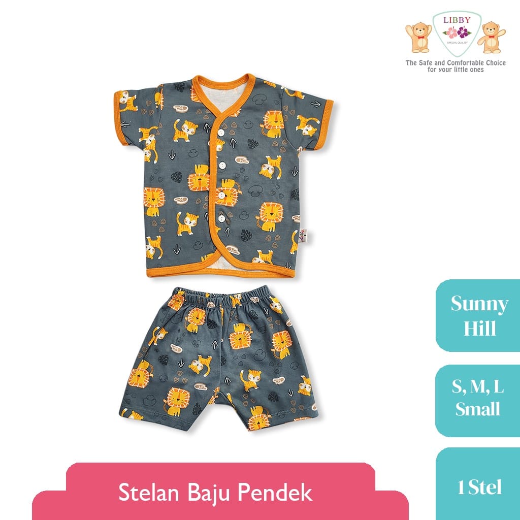 Libby Setelan Baju Lengan Pendek Kancing Depan Celana Pendek - Sunny Hill Series (3 Pcs)
