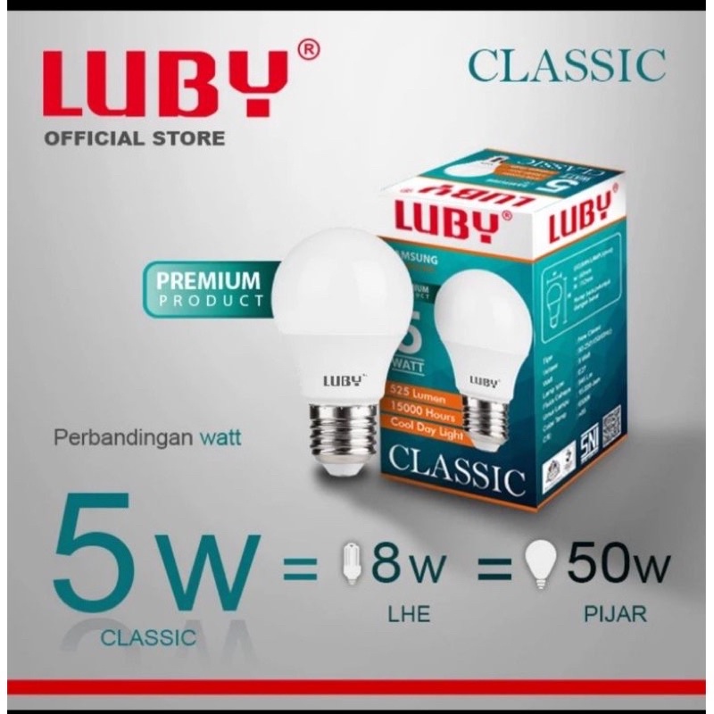 Bisa Cod Bohlam Lampu LED LUBY CLASSIC CahayaPutih 5W 7W 9W 12W 15W 18W 24W