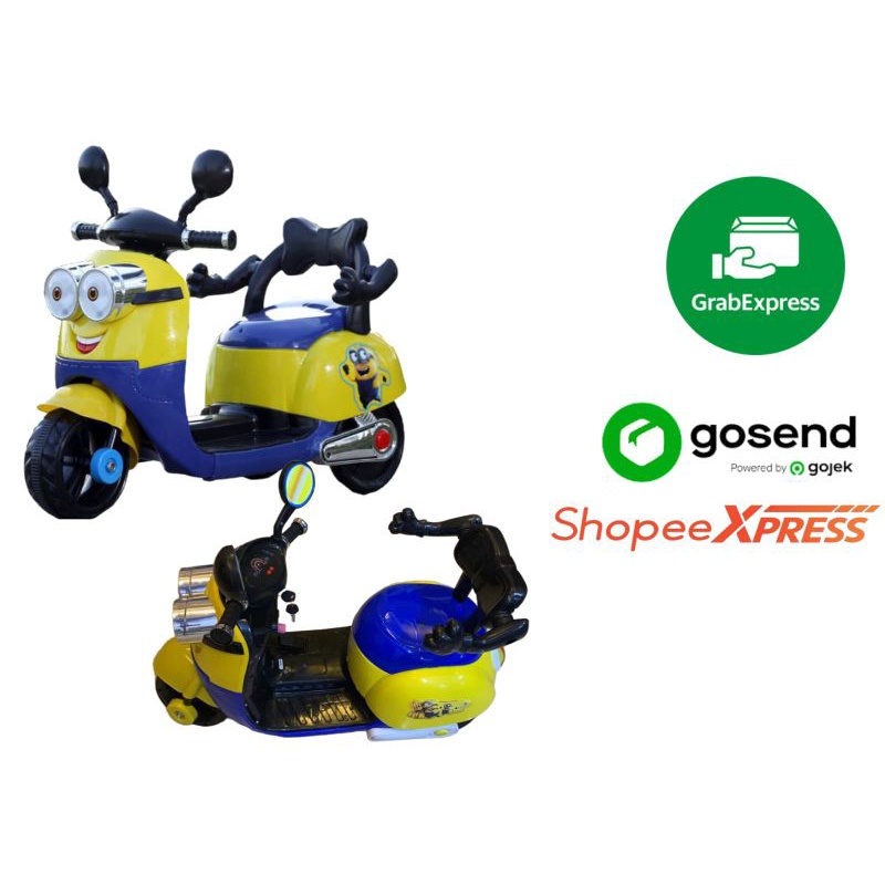 Motor Aki Karakter Minion Mainan Anak Vespa Minum HWL 8899