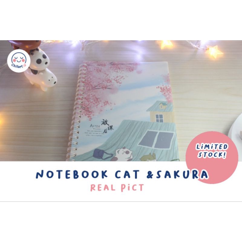 

[chillart.id] Spiral Notebook A5 Cat & Sakura