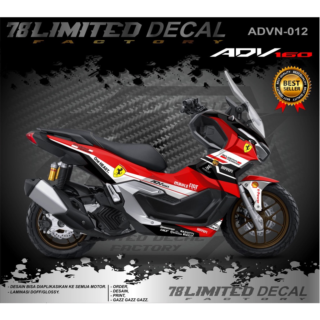 Modifikasi Honda ADV 160 2022-Stiker Dekal ADV 160 Disain Motif Honda Ferrari ADVN 012