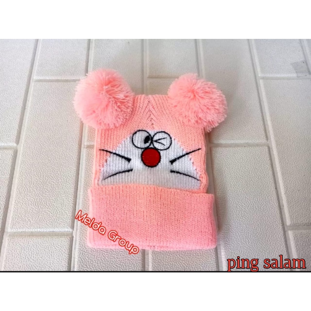 Pom-pom Beanie Hat (1-5 Tahun) | Katun Rajut