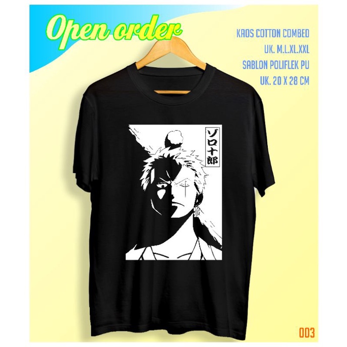 Kaos anime zoro / Kaos anime custom / kaos anime murah