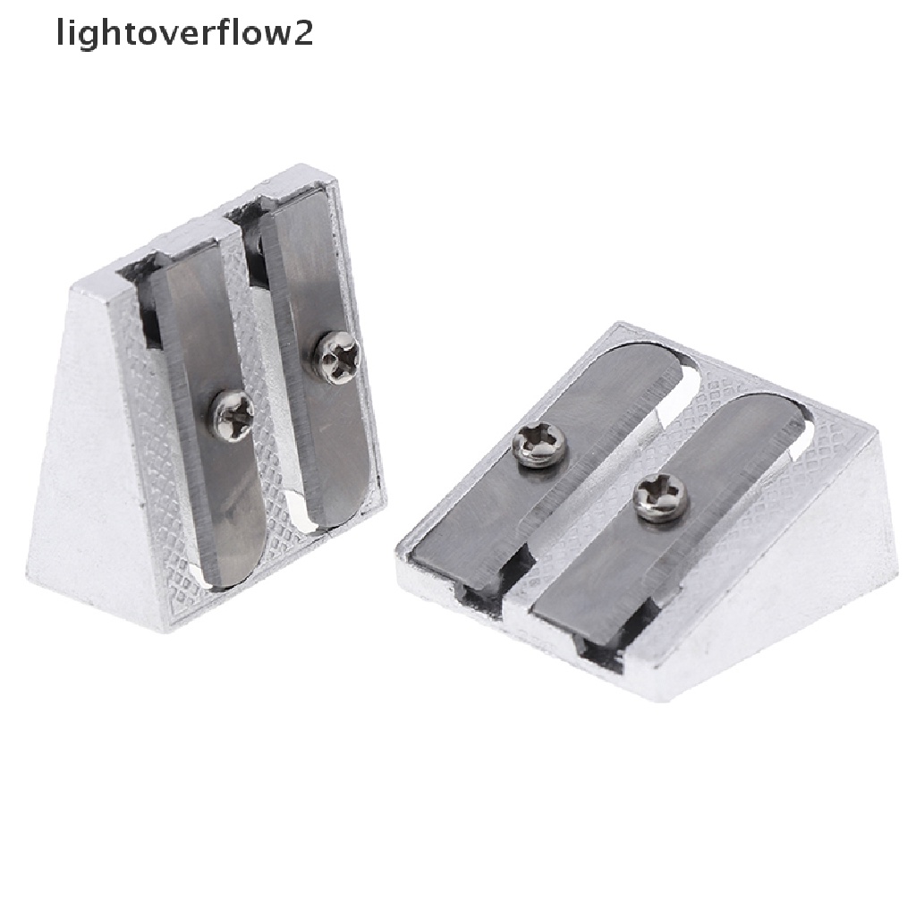 (lightoverflow2) 2pcs Rautan Pensil Lubang Ganda Bahan Aluminum Alloy