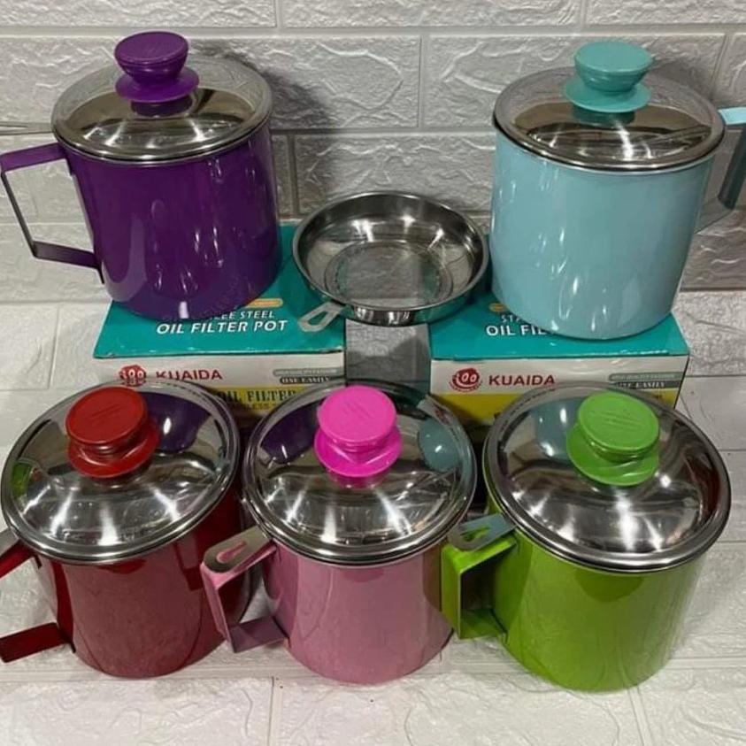 Terbaru [AGS]  Mug & Saringan Minyak/Oil Pot Stainless - WARNA