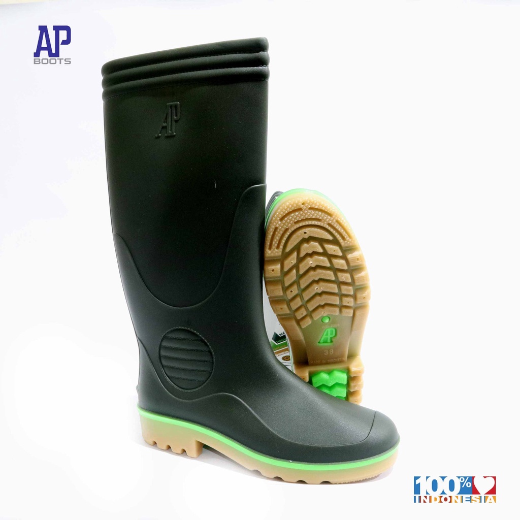AP 2003 GREEN 37-43 - SEPATU BOOT SAFETY KARET -  AP BOOTS