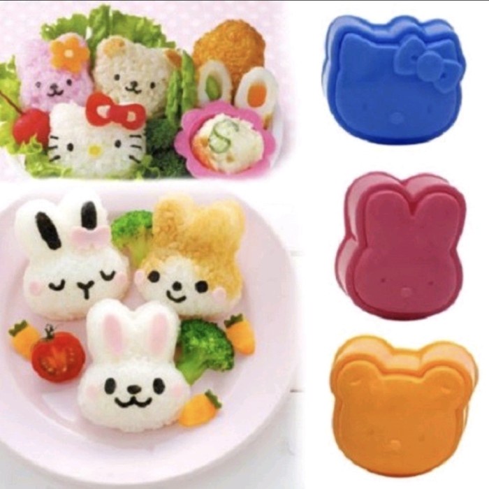 READY ! Cetakan Bento Nasi 3 in 1 Melody Bear Karakter Bekal Anak Lucu