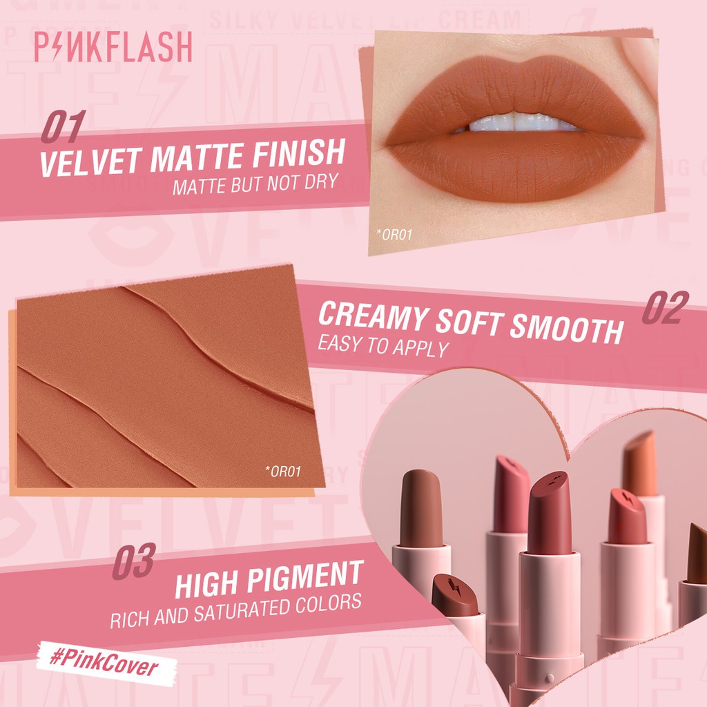 PINKFLASH PinkCover Cover Girl High Pigment Lasting Silky Soft Smooth Creamy Not Dry Velvet Matte Lipstick Cream