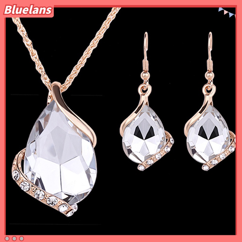 1 Set Kalung Rantai Choker Kristal Berlian Imitasi Berkilau Untuk Wanita