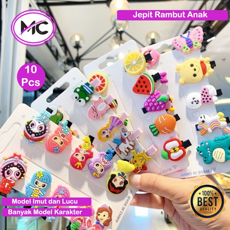 Jepitan Rambut Anak Perempuan Lucu Jepit Rambut Set 10 Pcs Karakter Motif Kartun Imut Murah