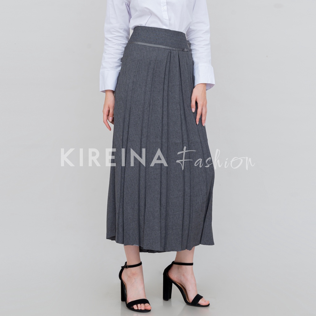 Rok Kantor Plisket Wanita Rok Plisket Kantor Rok Panjang Wanita Rok Kerja Wanita Panjang Bahan Gabardin Semi Wol | Kireina Fashion