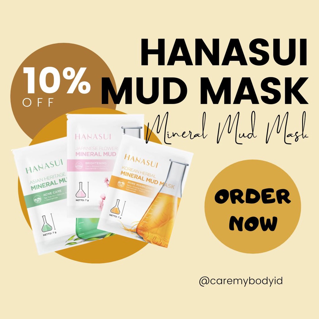 [BPOM] Hanasui Mineral Mud Mask Japanese Flower (Masker Wajah) 100% Halal | CareMyBody.id