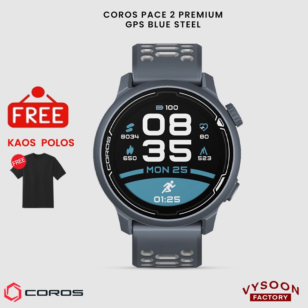 Jam Tangan Smartwatch COROS Pace 2 Premium GPS Blue Steel