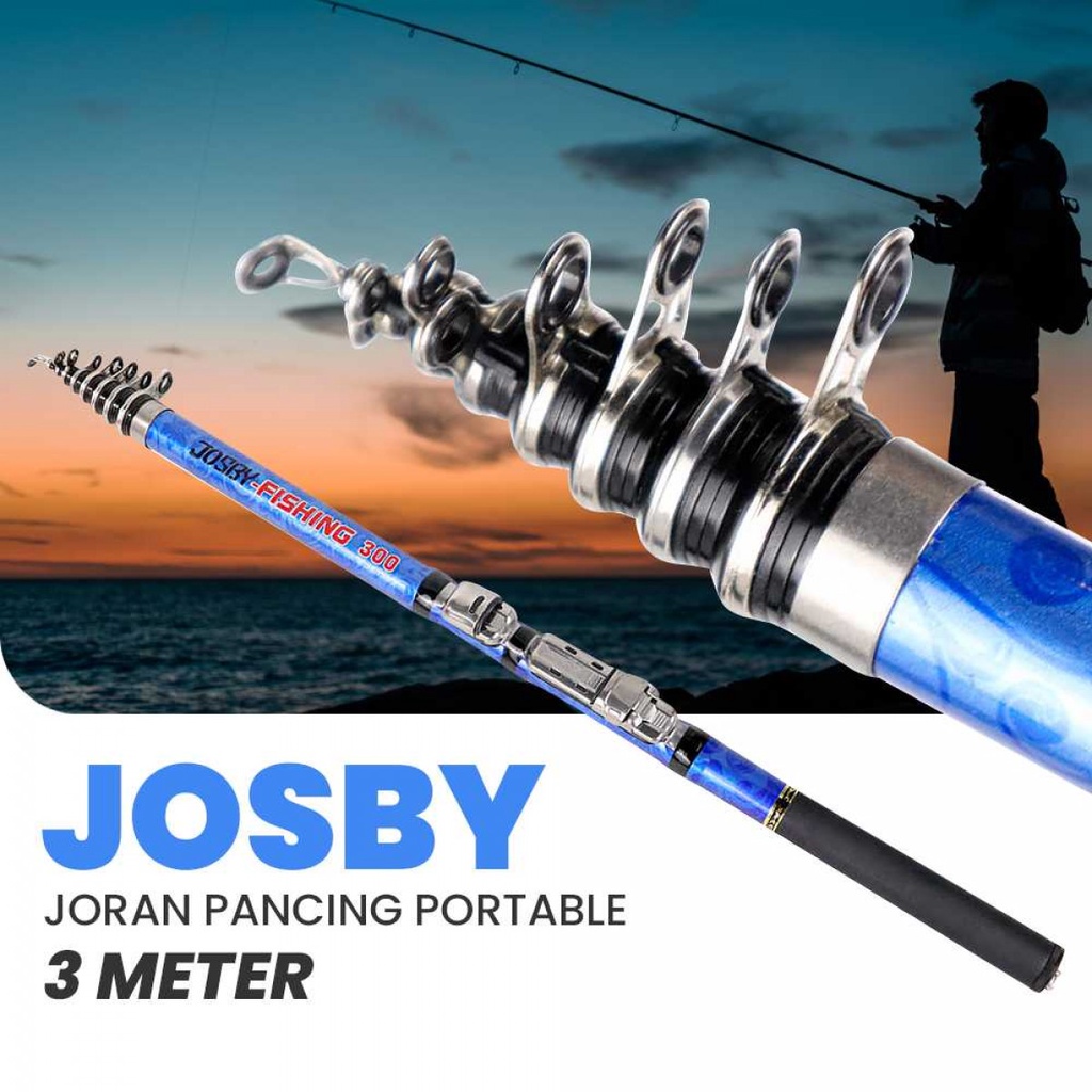 JOSBY Joran Pancing Karbon Fiber Portable Telescopic Fishing Rod 3 m