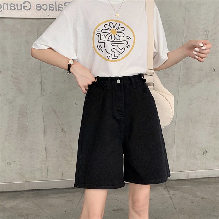 Celana Pendek Jeans Hitam / Celana Pendek Denim kasual Highwaist / Celana Pendek Premium / Korea Style