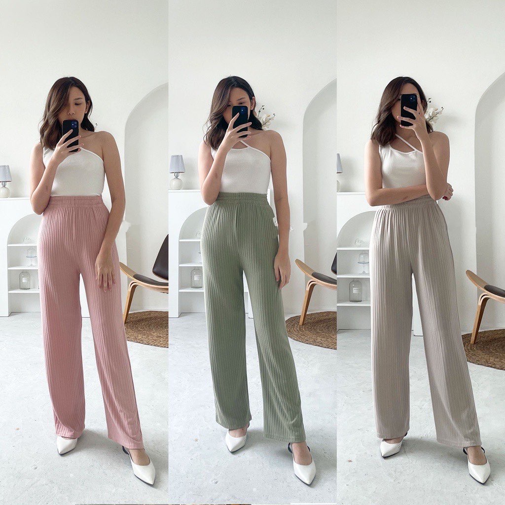 BEFAST - ZEC OOTD Celana Panjang CINTIA /  Key Knit Pants / Celana Panjang Kekinian Remaja ABG / Kulot Rib / Pakaian Casual Wanita / Celana Kulot Terlaris / Fashion Kerja Wanita / Termurah / OOTD Ala Style Korean / Celana Kulot Trendy