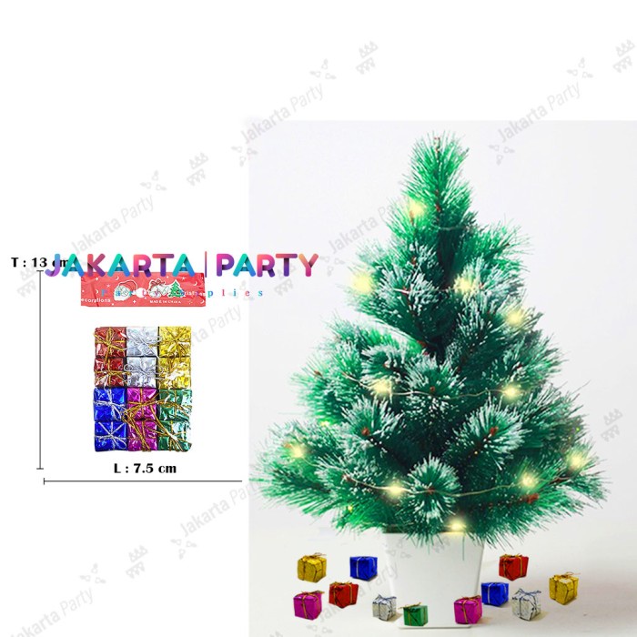 Hiasan natal gantung kotak mini isi 12 pcs / hiasan pohon natal