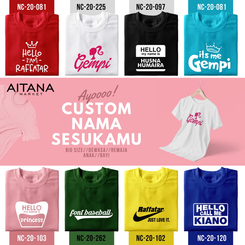 Kaos Custom Nama dan Gambar Untuk Bayi dan Anak Bahan Katun Combed 30s