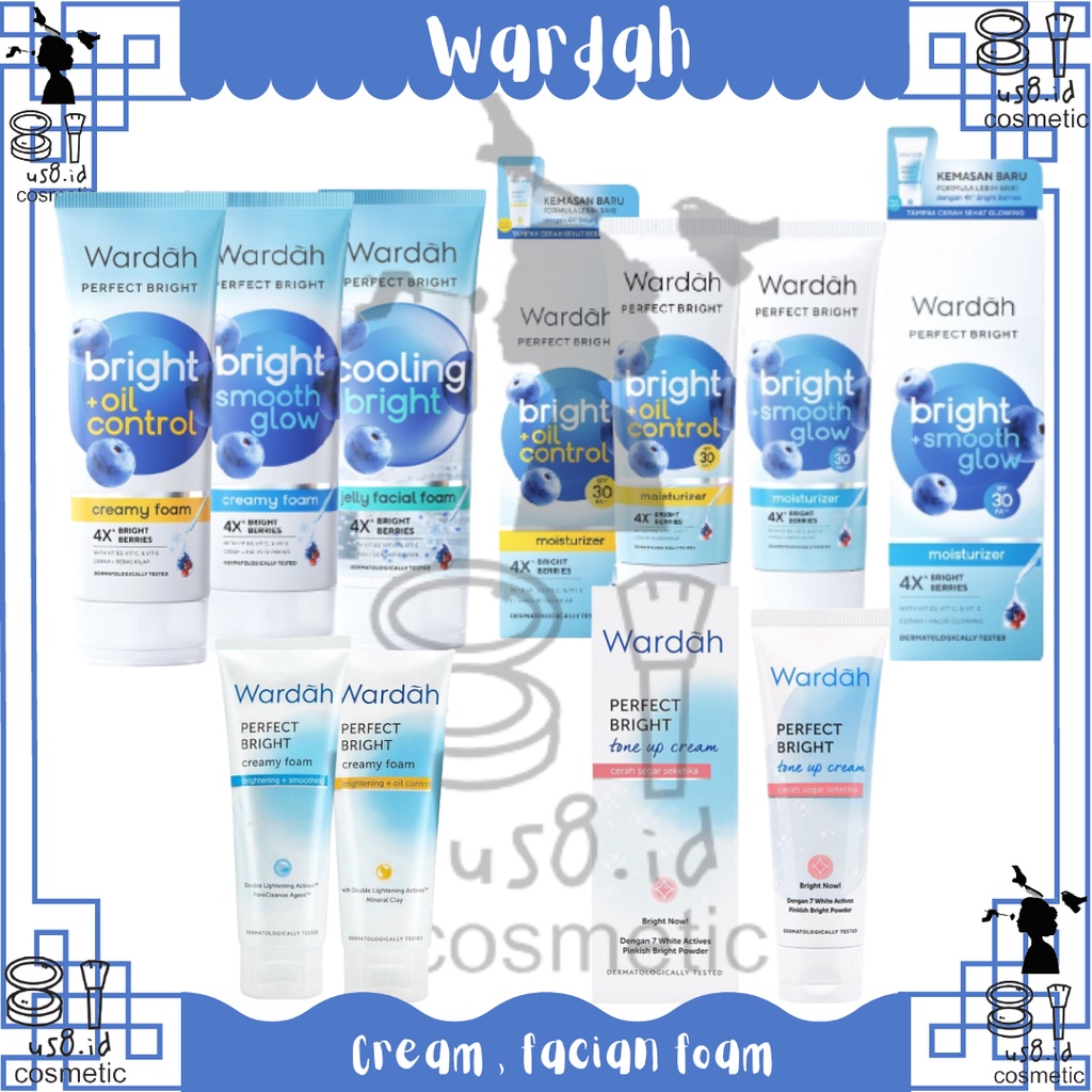 WARDAH Perfect Bright Series | Creamy Foam Moisturizer Tone Up Peel Off Powder Micellar BB