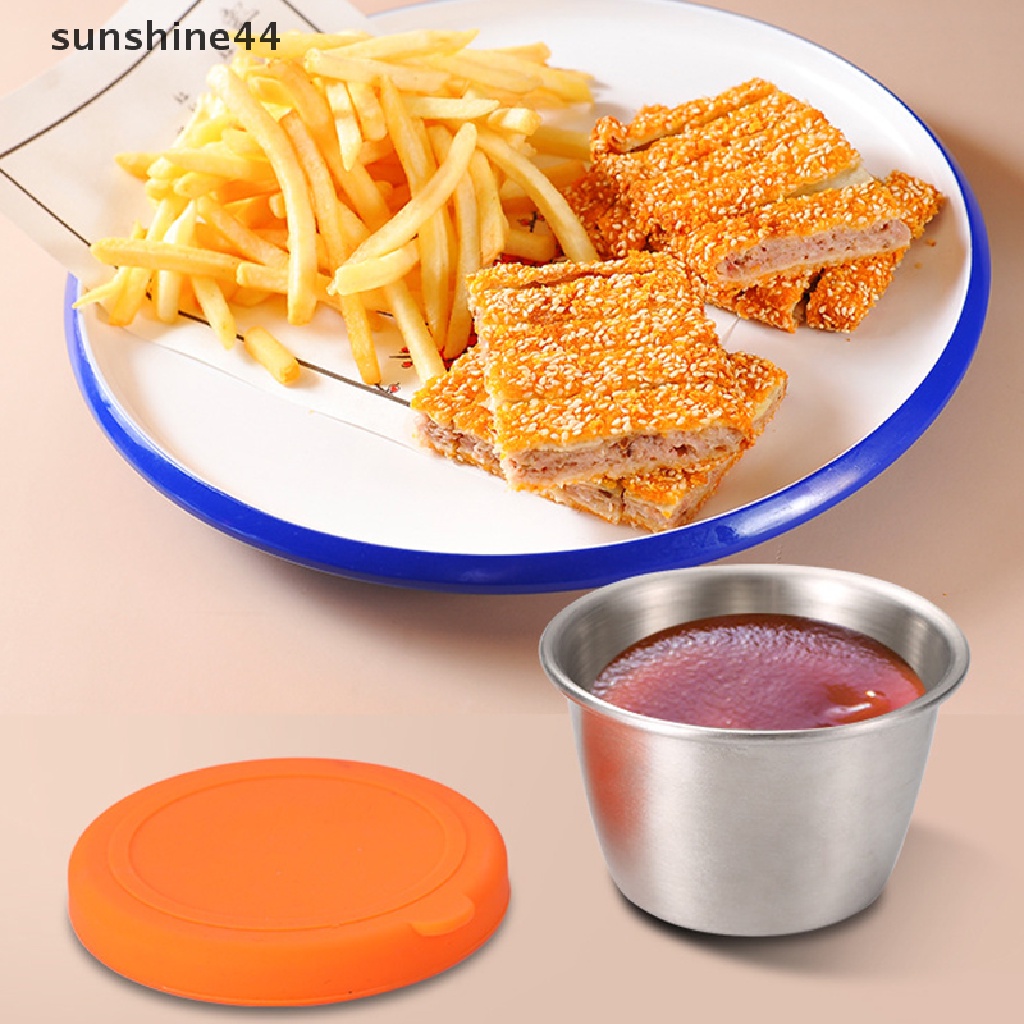 Sunshine Gelas Saus / Salad Bahan Stainless Steel Reusable Dengan Tutup