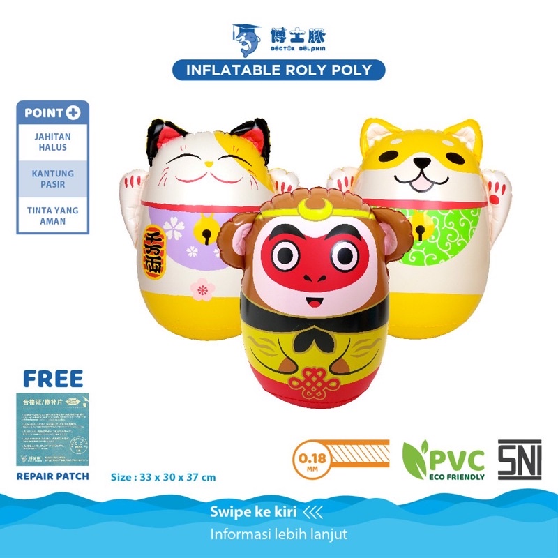MJ Doctor Dolphin Inflatable Roly Poly Monkey King Toys / Balon Mainan Anak / Mainan Tinju Anak /DD0
