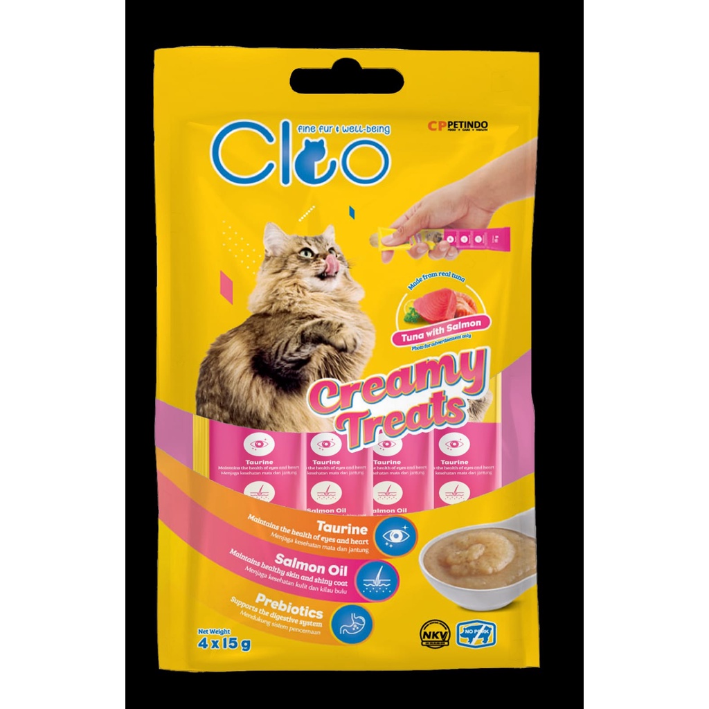 Cleo Creamy Treats Snack Kucing 60gr Tuna Salmon Scallop