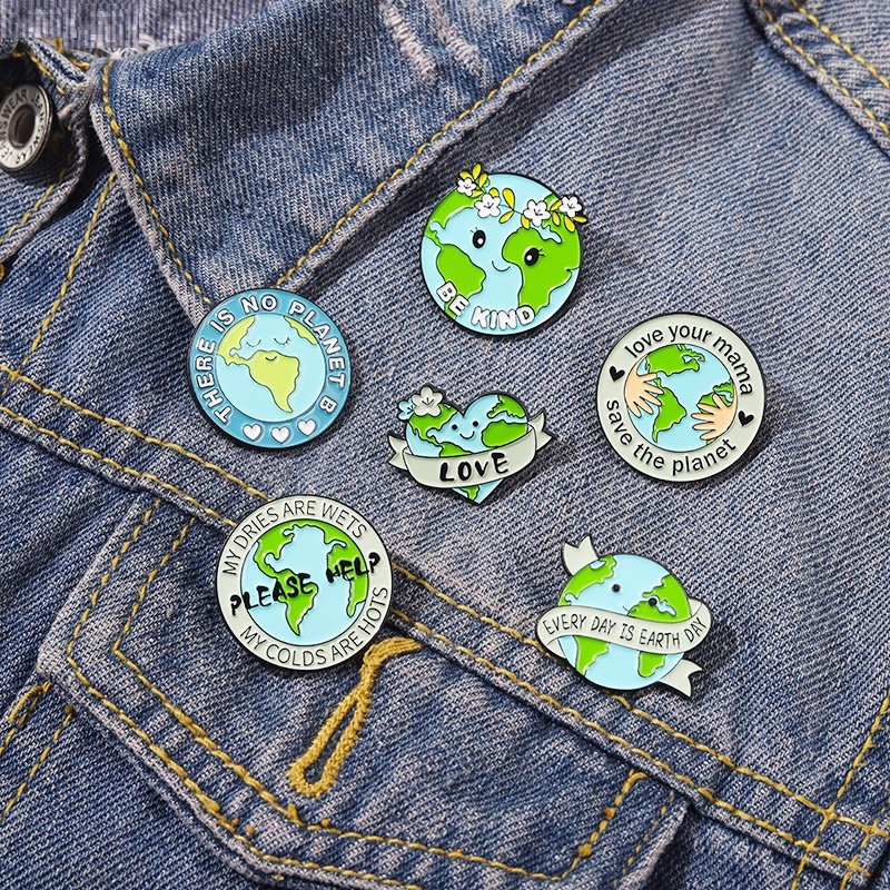 Bros Pin Enamel Desain Save The Earth Untuk Aksesoris Pakaian