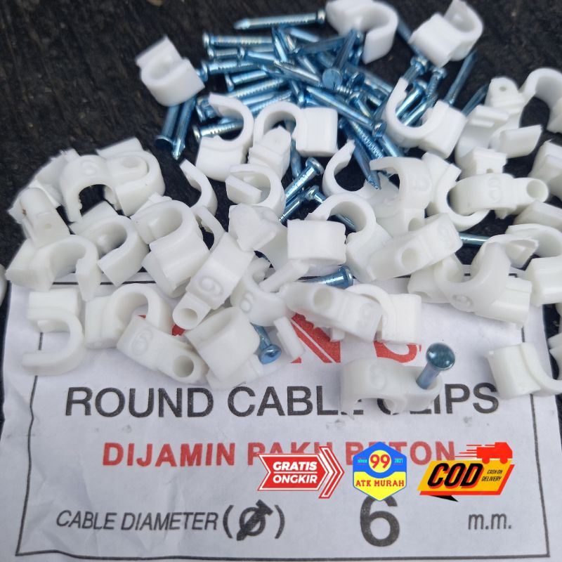 Round CABLE CLIPS - clem kabel/klem/penjepit kabel