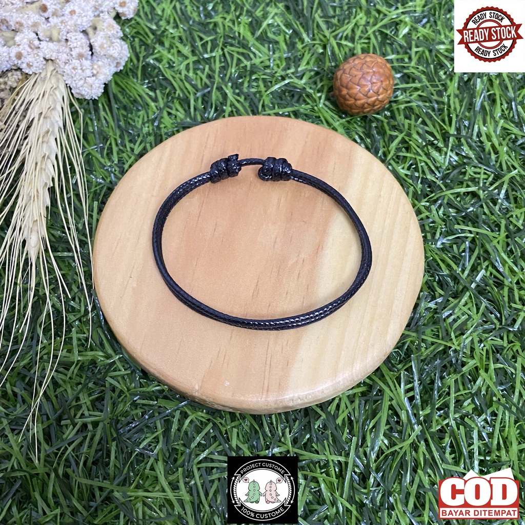 Gelang Tangan Tali Hitam Simple Polos Pria Cowok Dan Wanita Keren