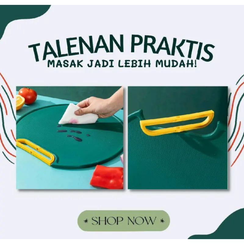 Talenan Bulat Anti Jamur 2 in 1 Cutting Board Premium Plastic