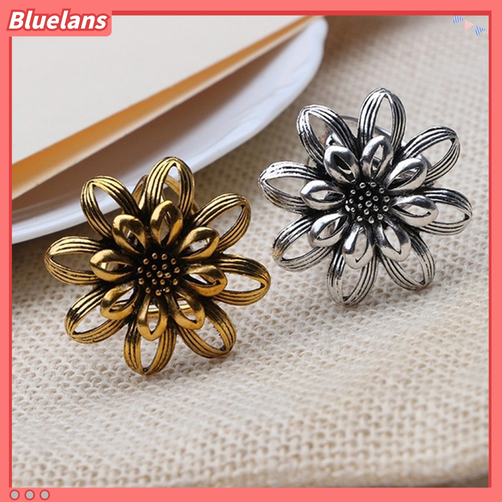 Bluelans Vintage Women Flower Shawl 3 Rings Buckle Scarf Clip Brooch Pin Jewelry Gift