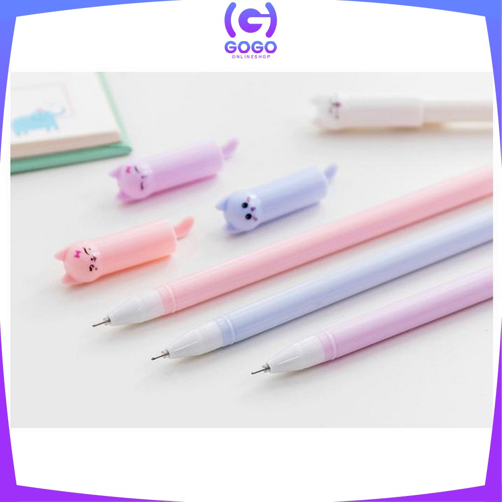 GOGO-A14 Pulpen Gel Karakter Kartun Kucing Pena Unik Bolpen Motif Kucing Stationary Alat Tulis Murah