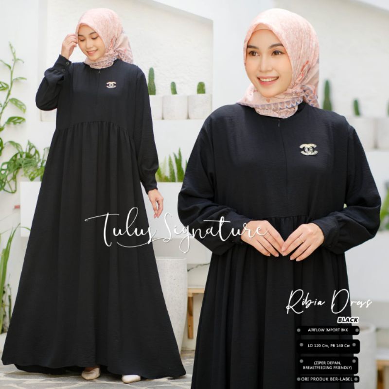 RIBIA DRESS BY TULUS SIGNATURE / GAMIS POLOS WANITA MUSLIMAH / Dress Ld120 jumbo