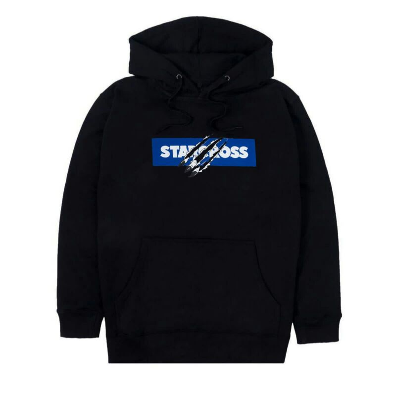 STARCROSS HOODIE BLACK BOX 18 - GRIZZLY BLUE LOGO