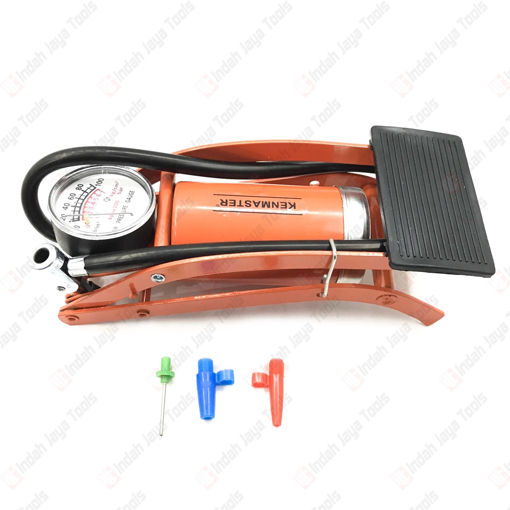 KENMASTER Pompa Angin Injak 1 Tabung - Foot Pump Sepeda Motor Bola