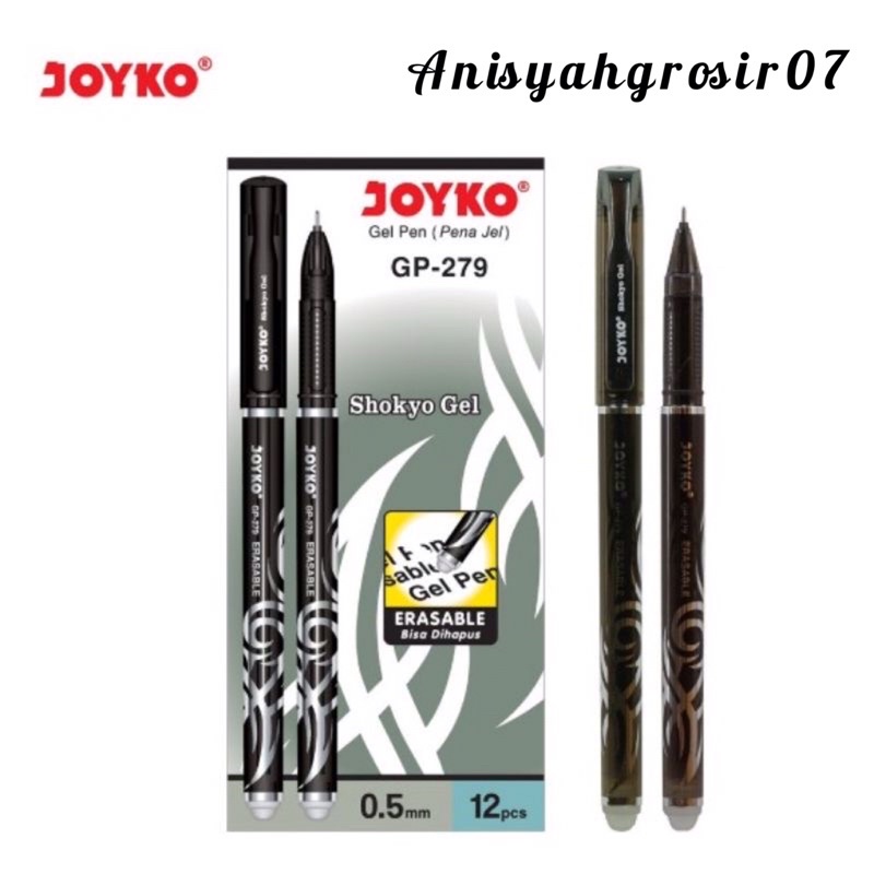 

(1 PACK) BEST SELLER Erasable Pen Bulpen Pulpen Ballpoint Gel pen 0.5mm Hitam Pulpen bisa dihapus Joyko Shokyo GP 279