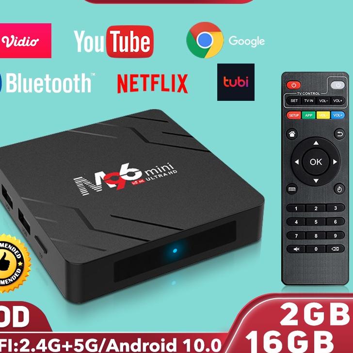 Stok Terbatas [Tripsky]Android Tv Box 2G +16G STB  Bluetooth 5G WiFi Android 10.0 4K M96mini  RK3318