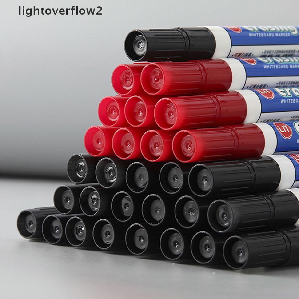 (lightoverflow2) 10pcs / set Spidol Whiteboard Warna Hitam / Biru / Merah