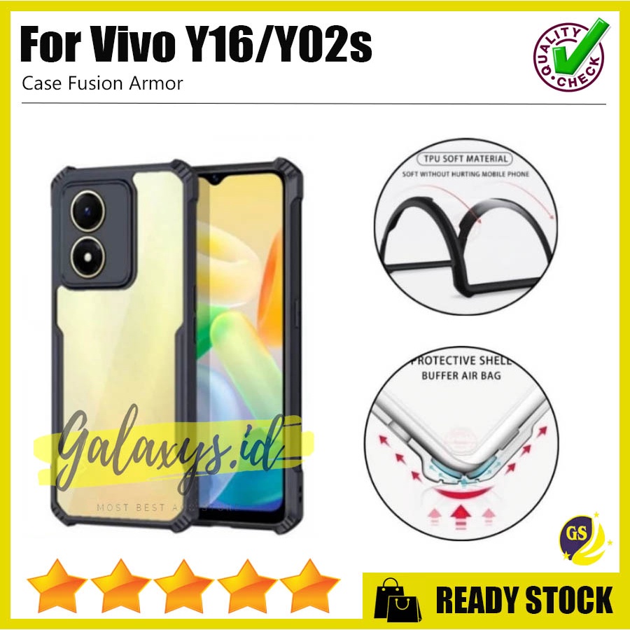 Case Ipaky Bumper Vivo Y16 2022 Y02S V23E 5G Y15S Y21 Y21S Y33S 2021 Y20sG V21 4G V21 5G V20 SE Y20 Y20i Y20S Y12S Y30i Y30 Y50 Camera Protection Casw Armor Fusion Shockproof Premium Transparan Casing Mika