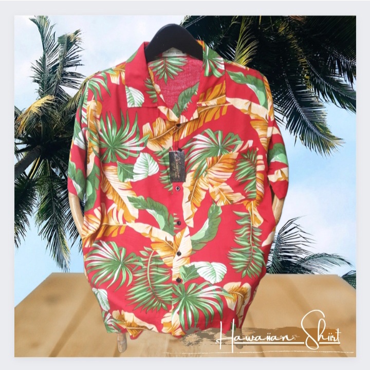 Kemeja Aloha Outer Bahan Rayon Motif Bunga Lengan Pendek Pria Wanita Kemeja Vintage Cowok Cewek
