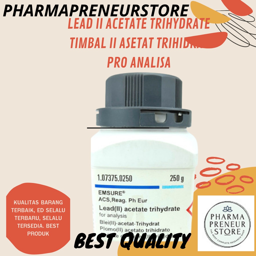 LEAD II ACETATE TRIHYDRATE / TIMBAL II ASETAT TRIHIDRAT PRO ANALISA 5 DAN 10 GRAM MERCK BEST QUALITY