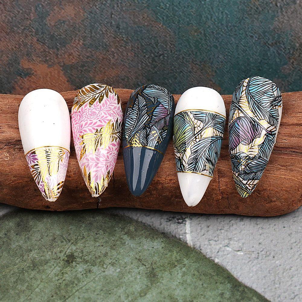 MXBEAUTY Stiker Kuku 3D DIY Vintage Wanita Musim Gugur Manicures Aksesori Musim Semi Nail Art Dekorasi