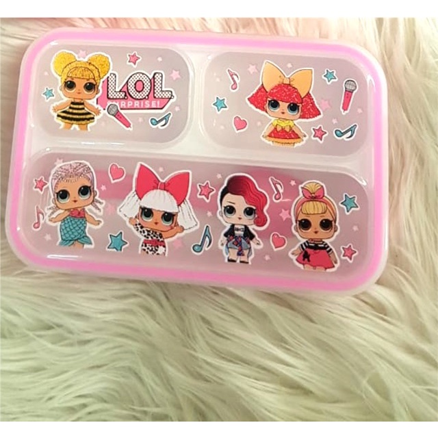 Kotak Makan / Tempat Makan Mini KARAKTER Anak-Anak 3 SEKAT 500ml BPA Free