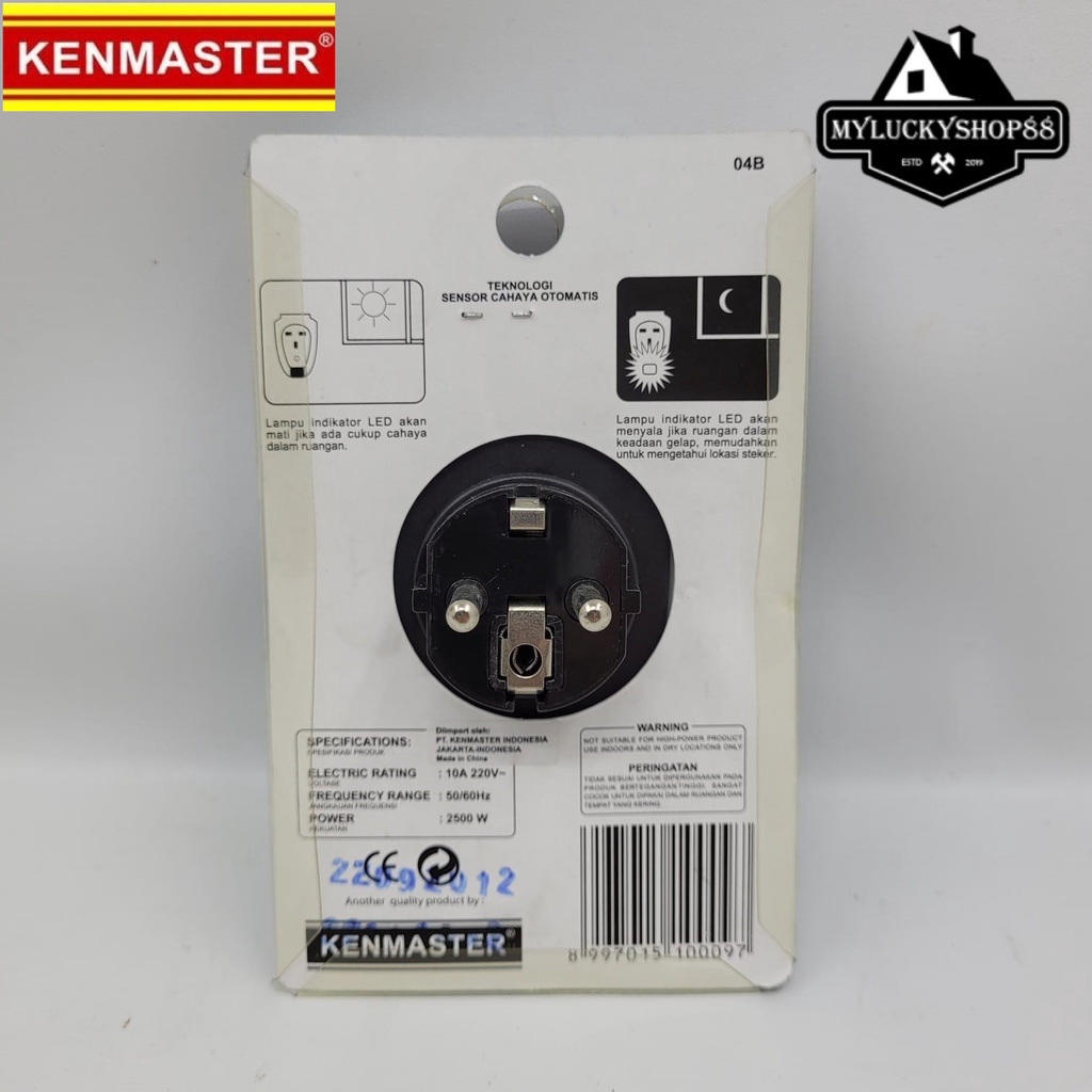 Kenmaster Steker Adaptor 2 Lubang Sensor Cahaya Colokan Universal 04B