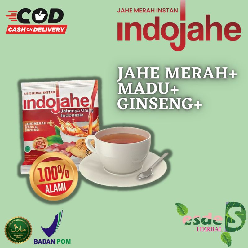 

INDOJAHE Premium 1 Sachet Jahe Merah Sachet Plus Madu Ginseng Pelega Tenggorokan Penghangat Badan